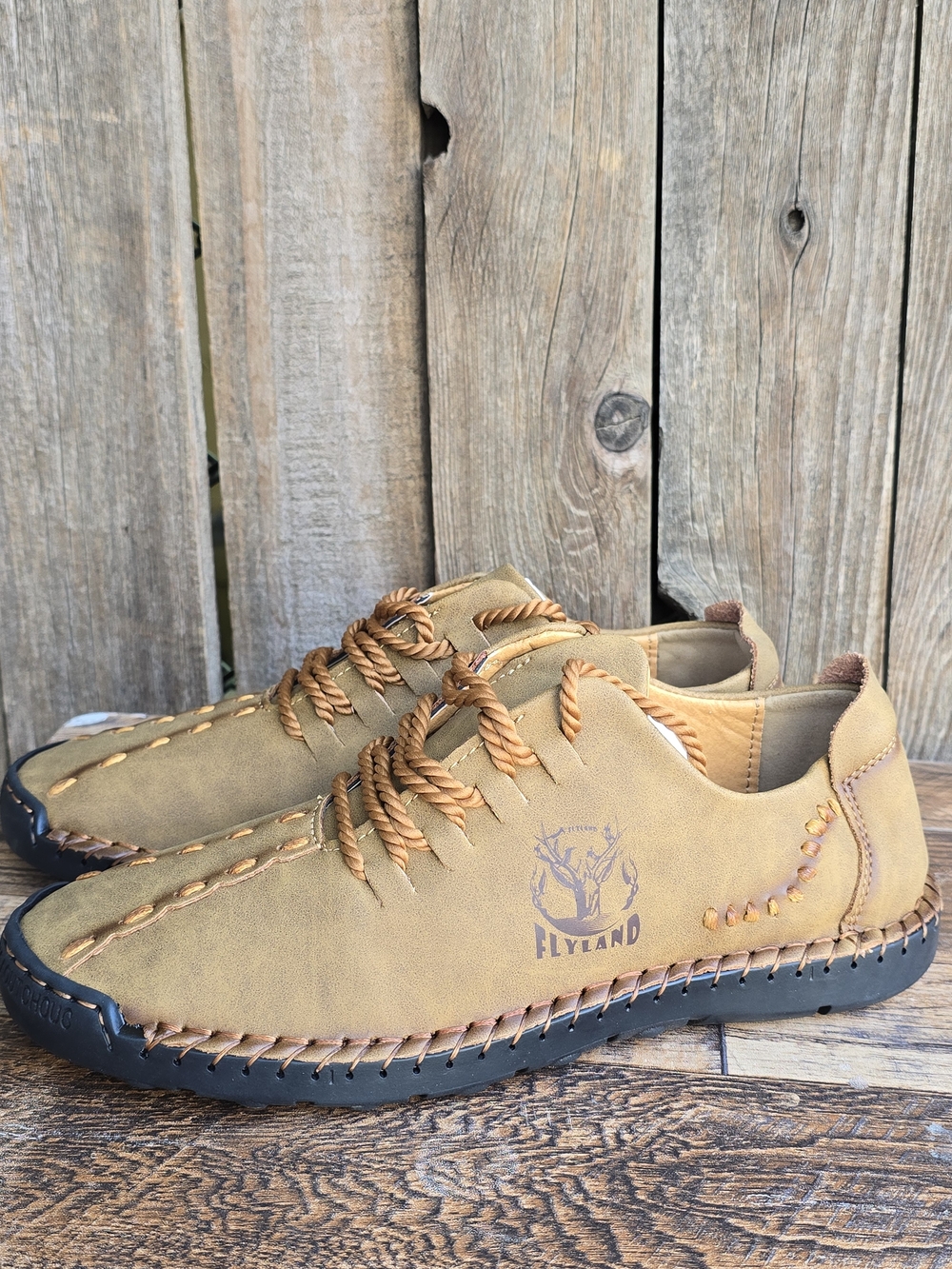 Men’s Casual Tan Leather Lace Up Shoes Size 7